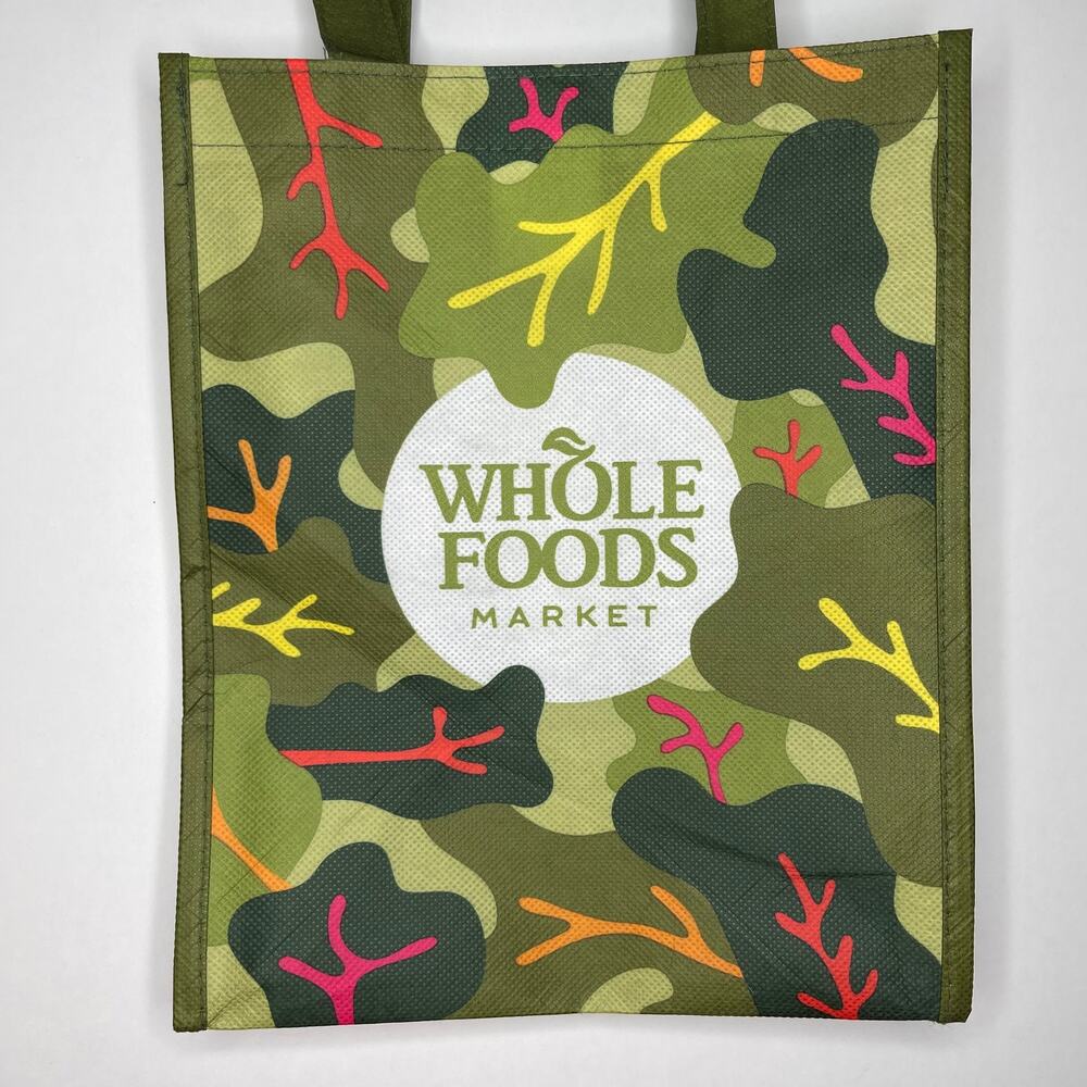 Whole Foods Market Mini Tote Reusable Shopping Bag — Green Garden Leaf Print NEW - Picture 5 of 16
